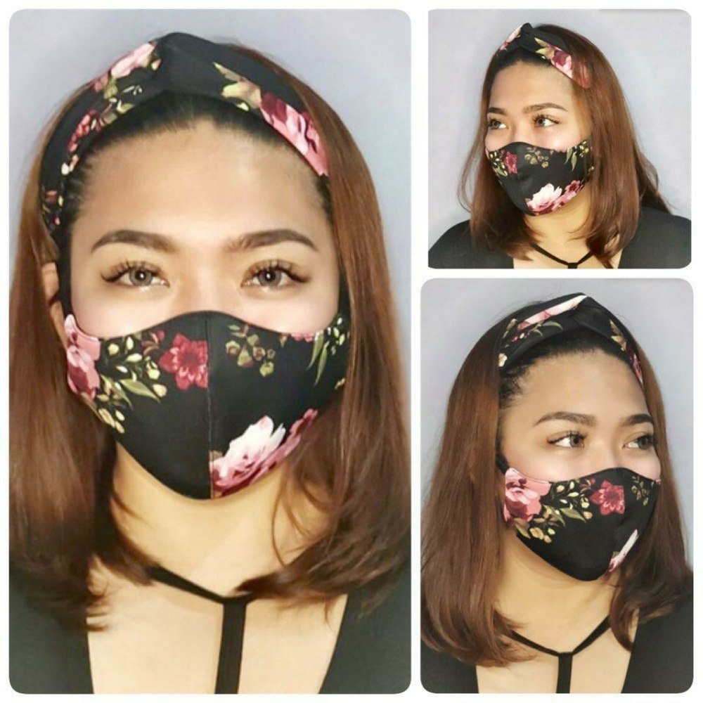 Twist Knot Turban Headband Face Mask Reusable set